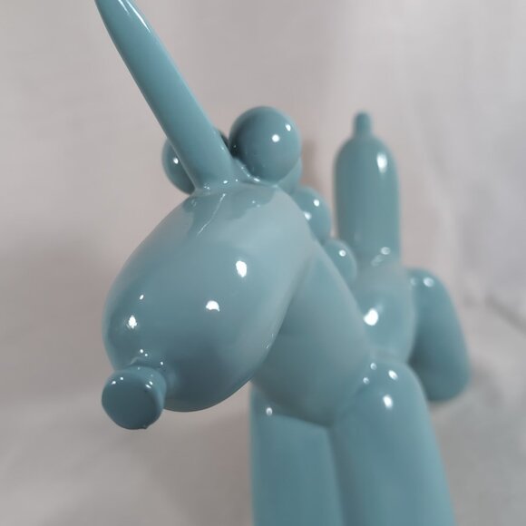 Balloon Animal Unicorn Sculpture Figure Blue Decor Paperweight 12x10" Dog Baby - Picture 8 of 11